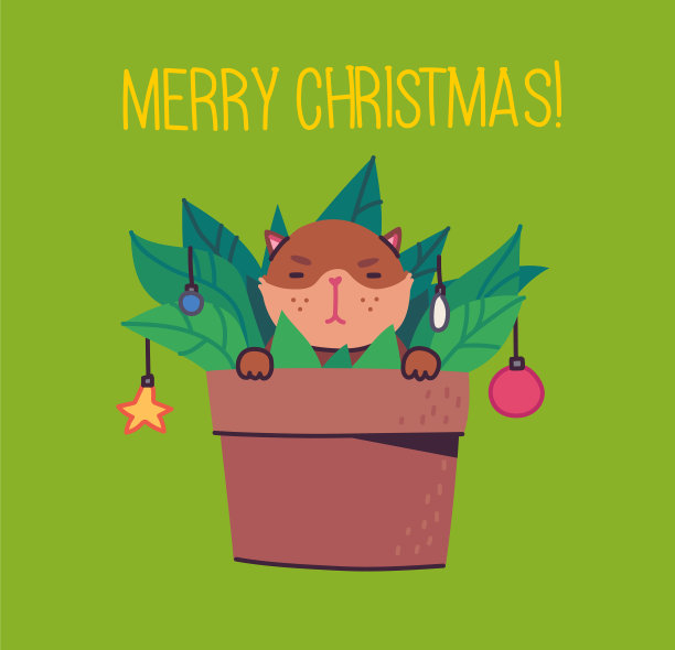 圣诞猫圣诞快乐图片下载