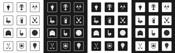 设置高尔夫旗袋与球杆球座交叉图片下载