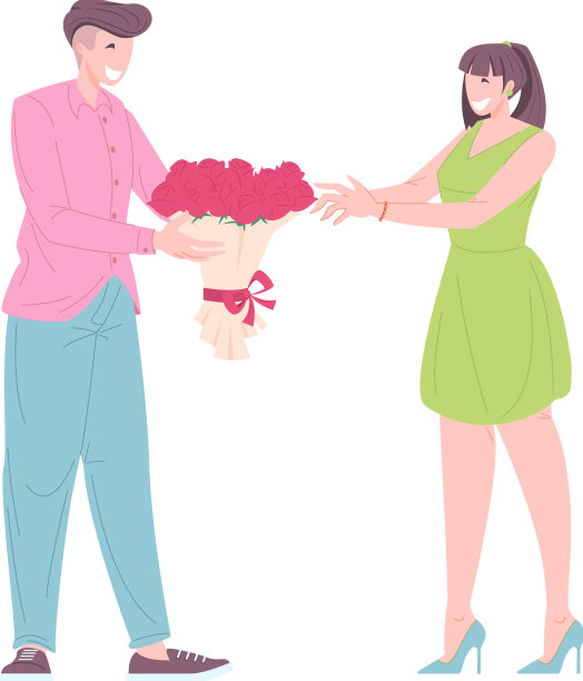 男人送给女友一束花图片下载