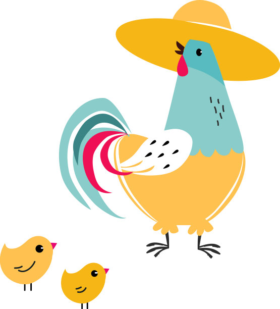 可爱的母鸡像农场里戴着草帽的小鸟图片下载