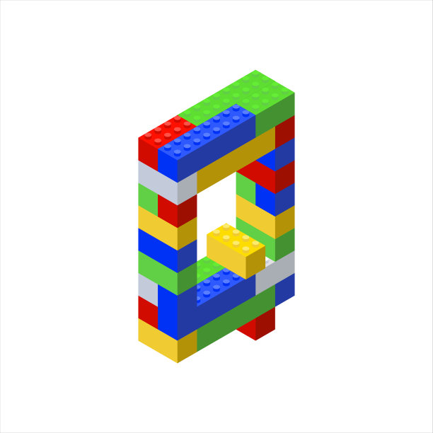 等距字体由彩色塑料块制成图片下载