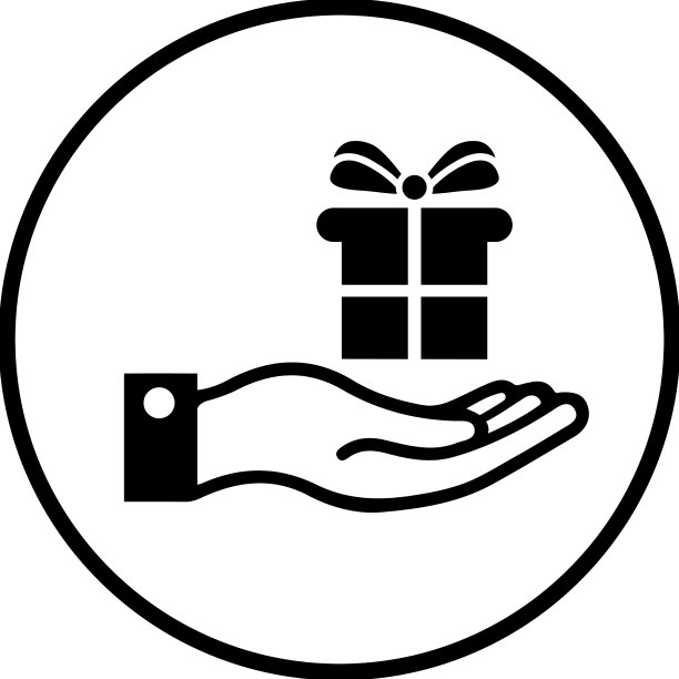 礼品盒礼品图标圆形黑色图片下载