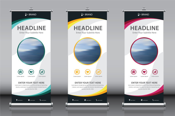 卷起立式旗帜模板图片下载