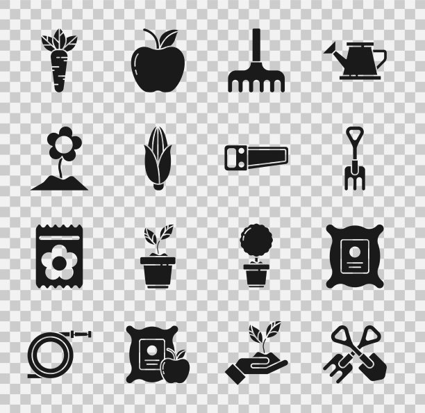 用铲子和耙子装满植物种子图片下载