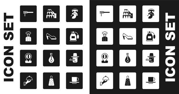 设置罗马军队头盔女人鞋意大利厨师图片下载