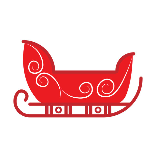 圣诞平面设计图标红色圣诞老人雪橇图片下载