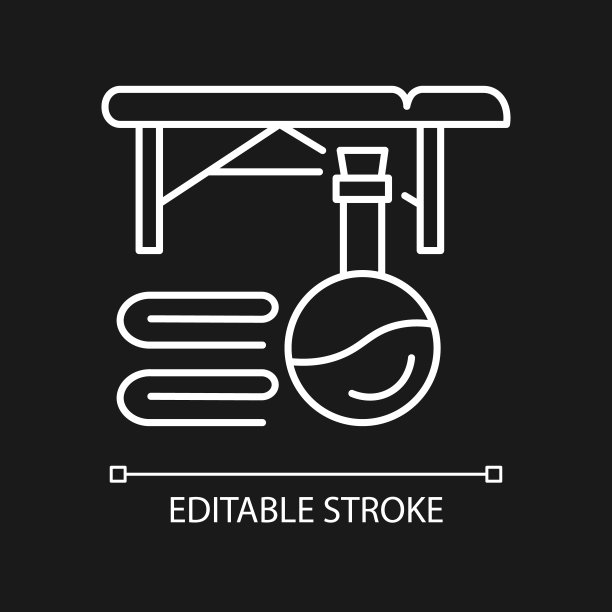 按摩床白色线性图标为黑色主题图片下载