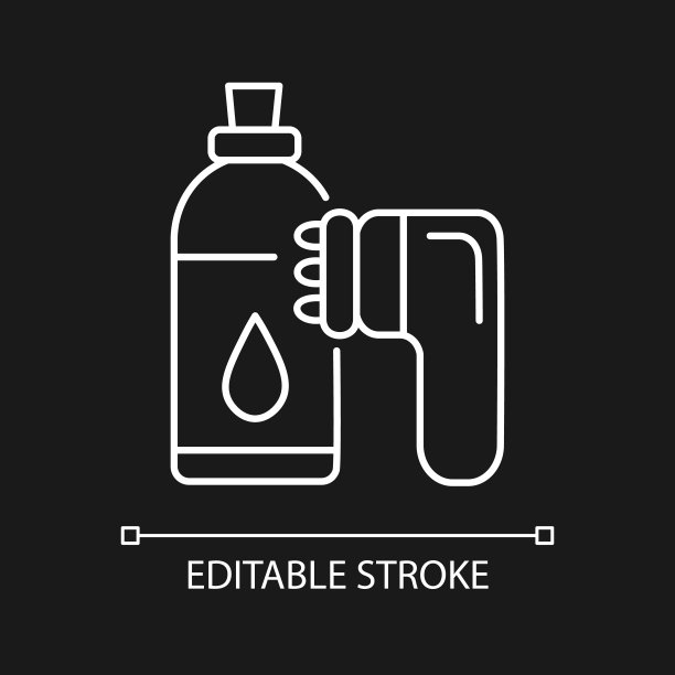 反橘皮按摩器白色线性图标为黑色主题图片下载