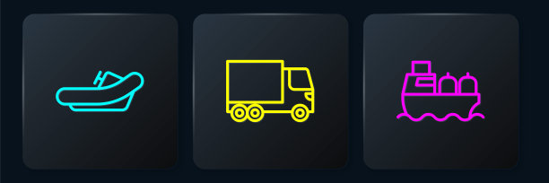 设救生艇、油船、运货车等绳。黑色方形按钮。向量图片下载