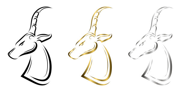 三色黑斑头金银色线条艺术。很好的使用符号，吉祥物，图标，头像，纹身，T恤设计，标志或任何你想要的设计。图片下载