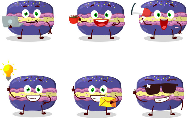 葡萄马卡龙卡通人物多种多样图片下载