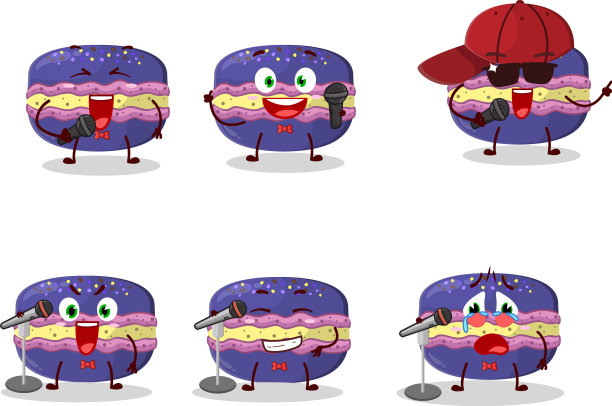 一个可爱的卡通设计概念葡萄马卡龙图片下载