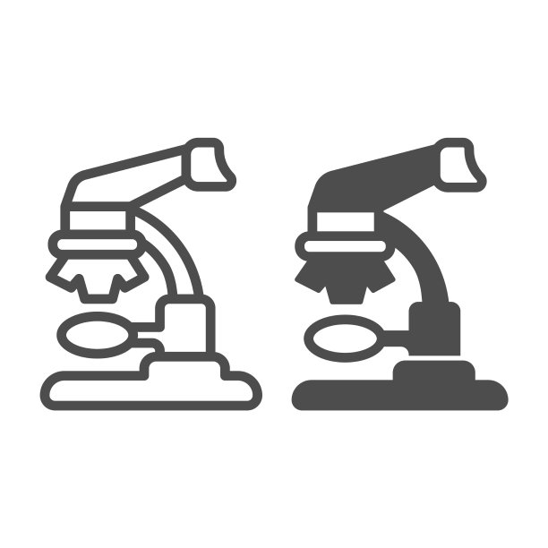 实验室显微镜线和实体图标图片下载