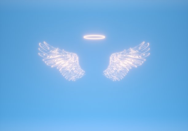 天使的翅膀和光环-股票照片图片下载