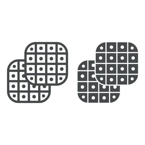 华夫饼填充线和固体图标街图片下载