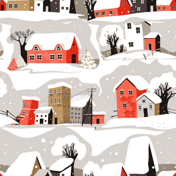 冬季城市景观与房屋和建筑图片下载