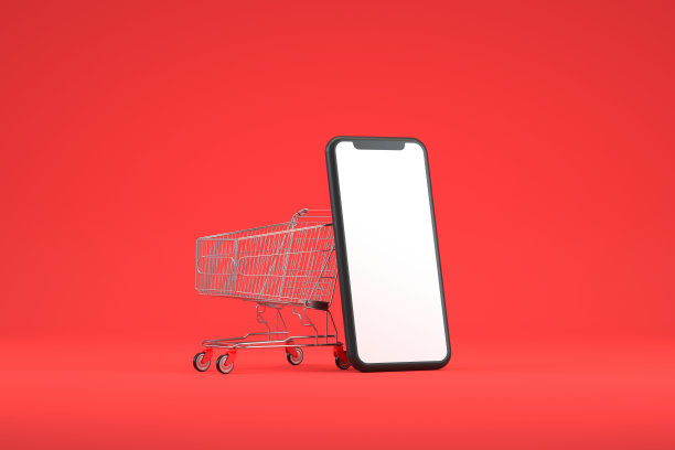 购物车与空白屏幕智能手机图片下载
