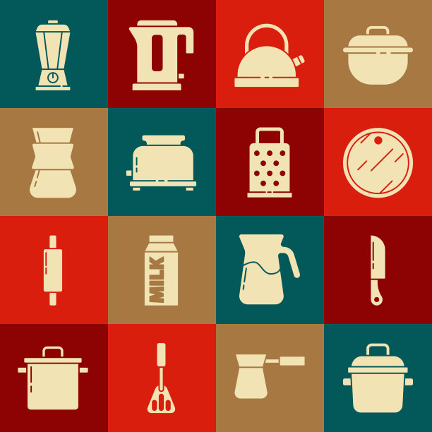 设置锅，刀，砧板，水壶图片下载