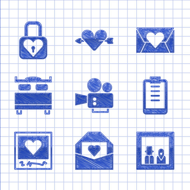 用情人节的心装好电影摄影机信封图片下载