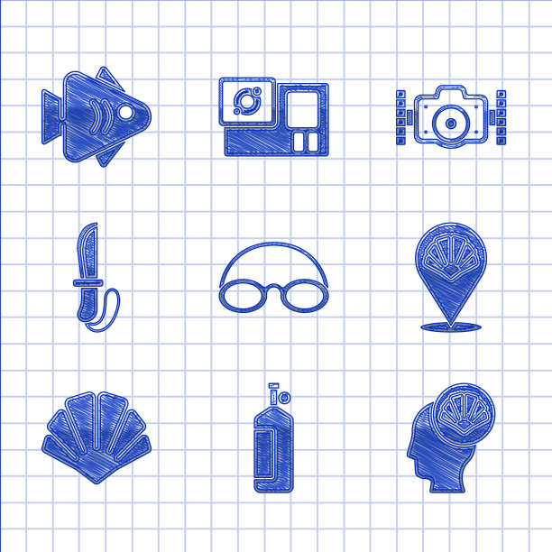 套眼镜和帽子，贝壳扇贝图片下载