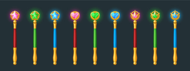 魔杖，金色的水晶棒图片下载