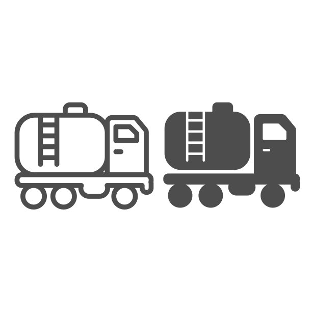油罐车，汽油罐车线条图标，石油工业概念，货物、气体、石油白色背景矢量标志，移动概念和网页设计的轮廓样式图标。矢量图形。图片下载
