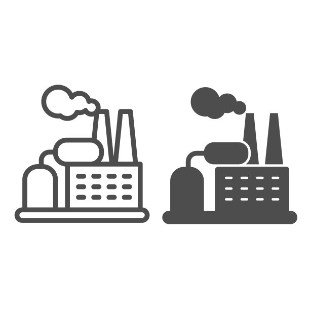 炼油厂，石油生产线和固体图标，石油工业概念，工厂矢量标志在白色背景，轮廓风格图标的移动概念和网页设计。矢量图形。图片下载