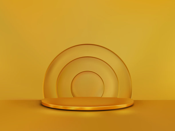 漂亮，优雅的背景，底座和陈列柜。3d矢量黄金阶段。豪华讲台图片下载