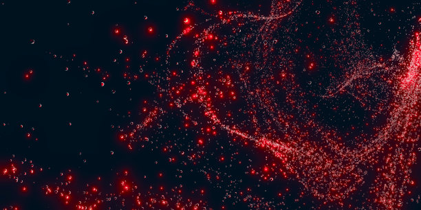 高射炮抽象分子和原子一行火条纹3D插图图片下载