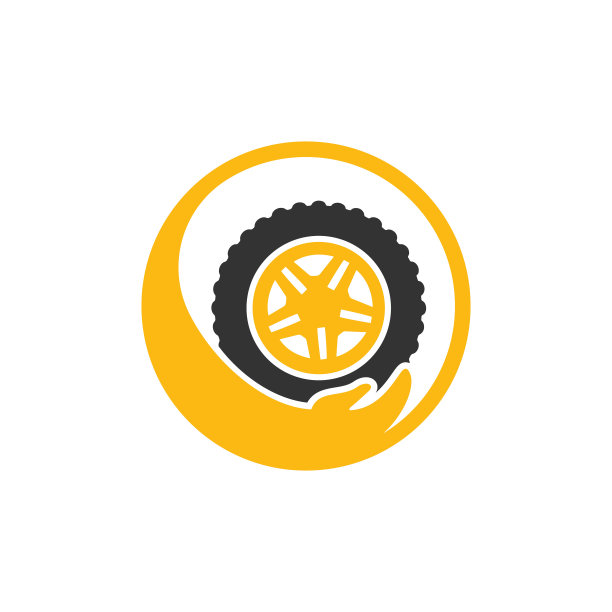 交通保健矢量标志设计。轮胎和手矢量图标。图片下载