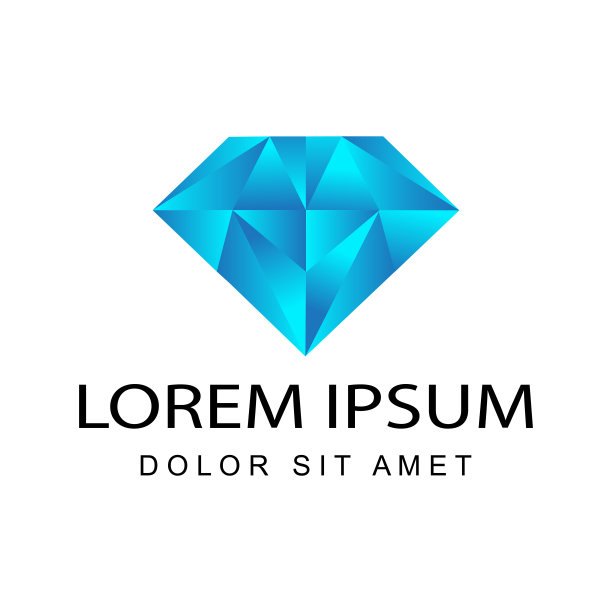 现代钻石，珠宝标志模板设计矢量在孤立的白色背景图片下载