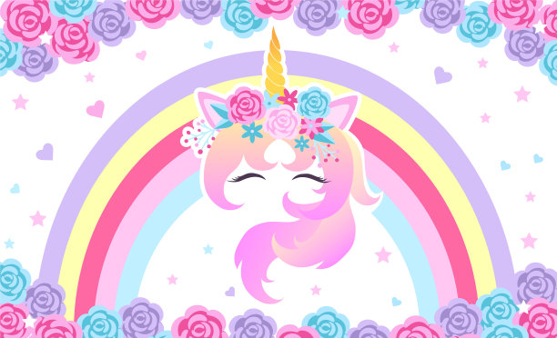 幻想背景与头独角兽图片下载