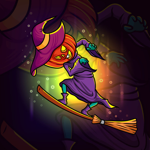 女巫南瓜头电竞吉祥物设计图片下载