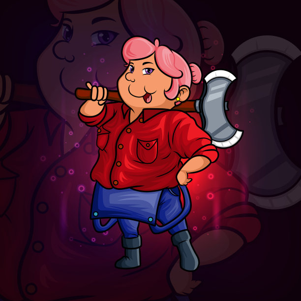 樵夫女子电子竞技吉祥物设计图片下载