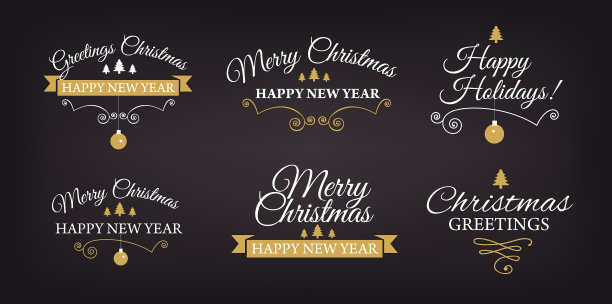 一套圣诞标志或徽章，圣诞快乐图片下载