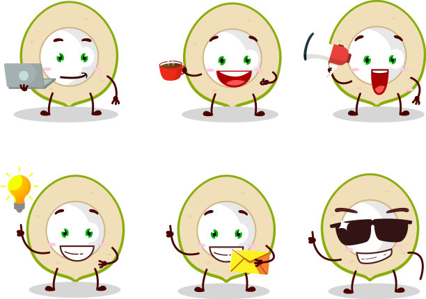 绿色椰子片卡通人物图片下载