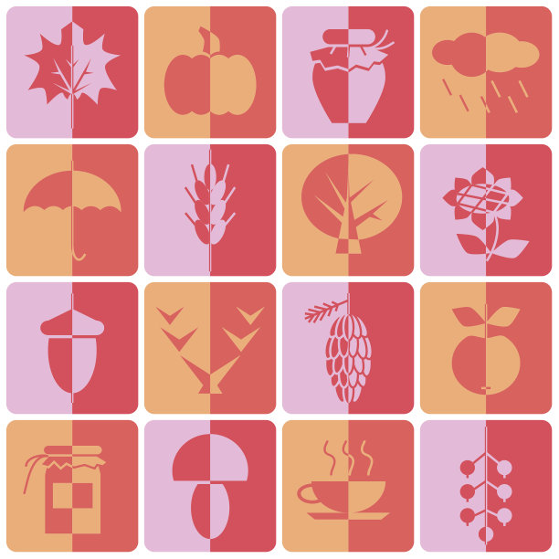 秋天的图标设置与阴影一半图片下载