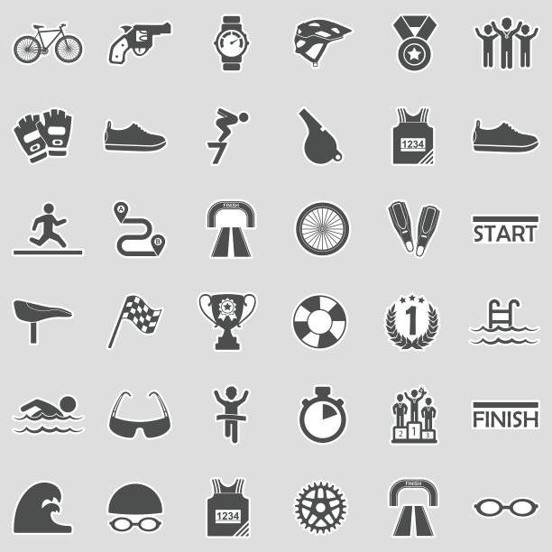 铁人三项图标。贴纸设计。矢量插图。图片下载