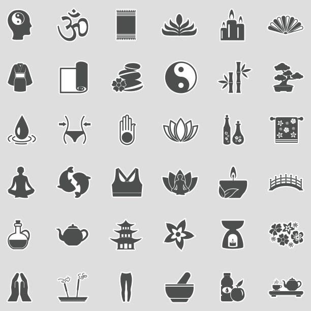 瑜伽和禅宗图标。贴纸设计。矢量插图。图片下载