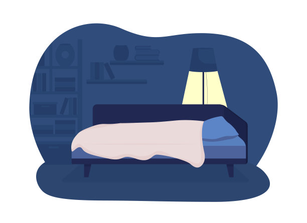 儿童卧室在夜间2D矢量孤立插图图片下载