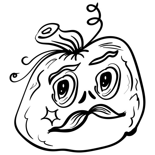南瓜胡子和星星矢量涂鸦插图图片下载