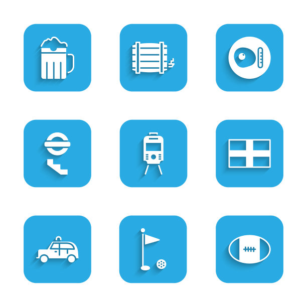 设置有轨电车及铁路高尔夫球旗、橄榄球旗图片下载