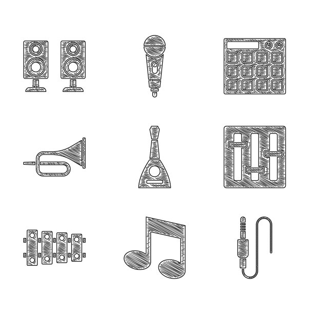 设置三弦琴的音乐音符音色音频插孔音图片下载