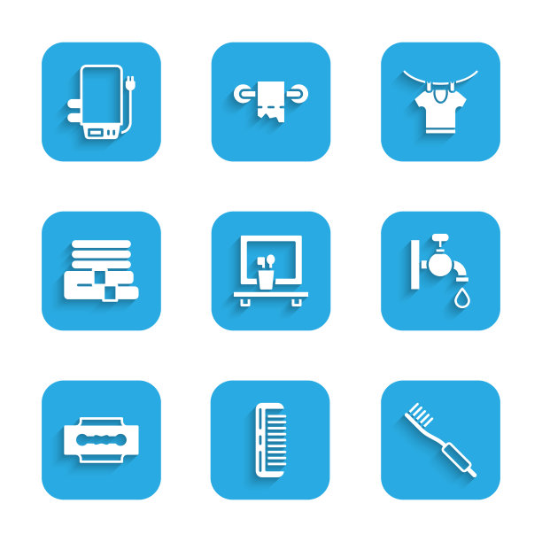 设置洗脸盆，镜子，发刷，牙刷水图片下载