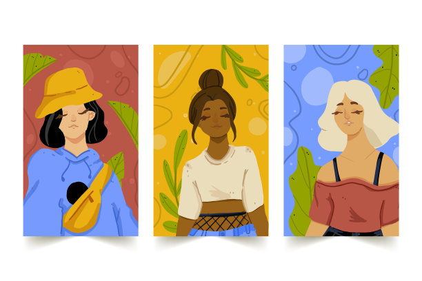 手绘时尚时尚肖像封面集图片下载