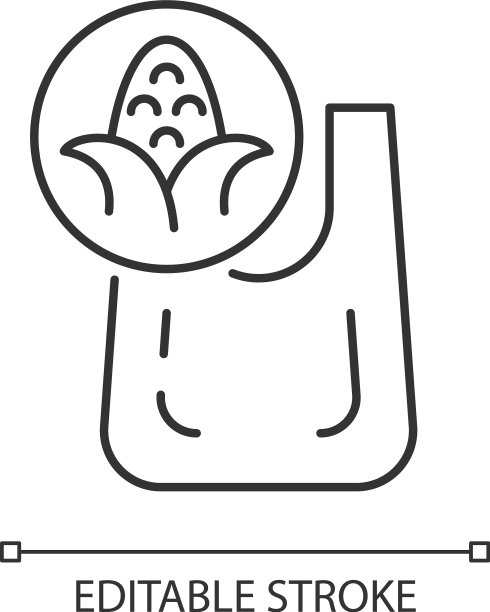 由玉米制成的可堆肥袋直线图标图片下载