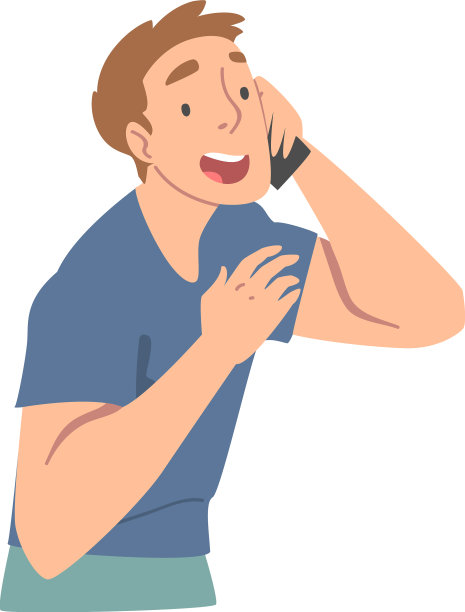 兴奋的男在电话里接到好消息图片下载