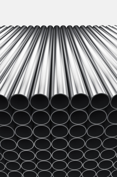 白色背景下金属管的特写。白色背景上孤立的一堆铁管。3 d渲染图图片下载