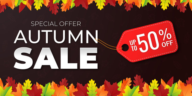 秋季销售背景，横幅，海报或传单设计模板时尚和折扣广告在社交网络和网络图片下载