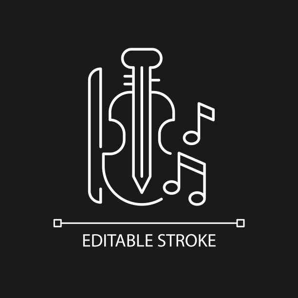 音乐白色线性图标为黑色主题图片下载